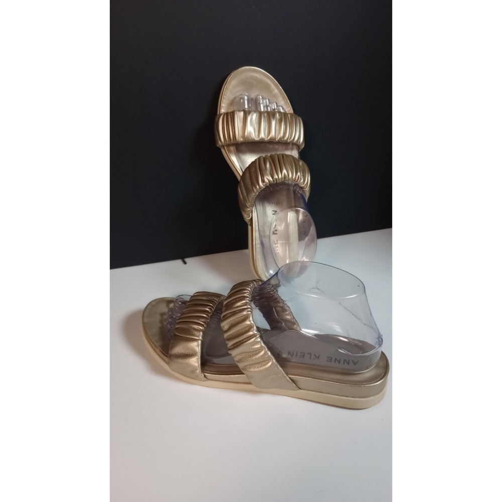 Ann Klein iflex Gold Sz 8 Slide on Casual Sandals Classic Money Posh